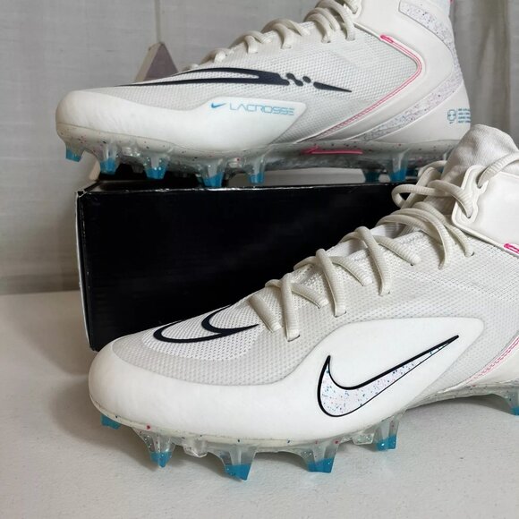 Nike Alpha Huarache 8 Elite Lacrosse White‎ Pink Blue Men Size 13 - CW4440-116 main image 4